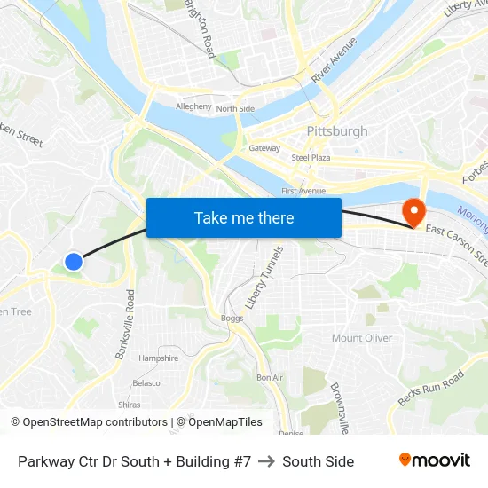 Parkway Ctr Dr South + Building #7 to South Side map