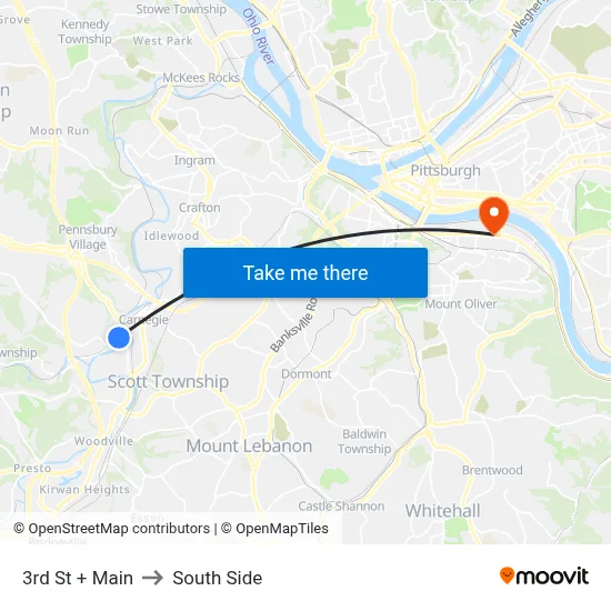 3rd St + Main to South Side map