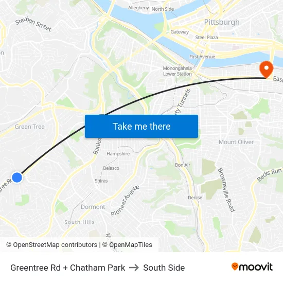 Greentree Rd + Chatham Park to South Side map