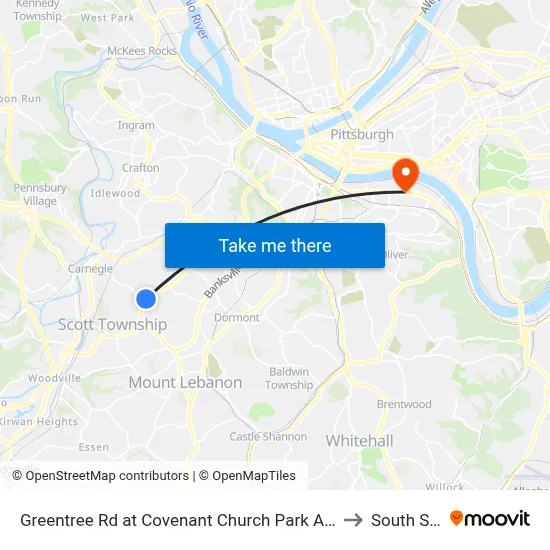 Greentree Rd at Covenant Church Park And Ride to South Side map