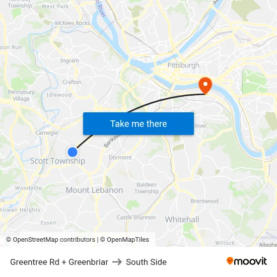 Greentree Rd + Greenbriar to South Side map
