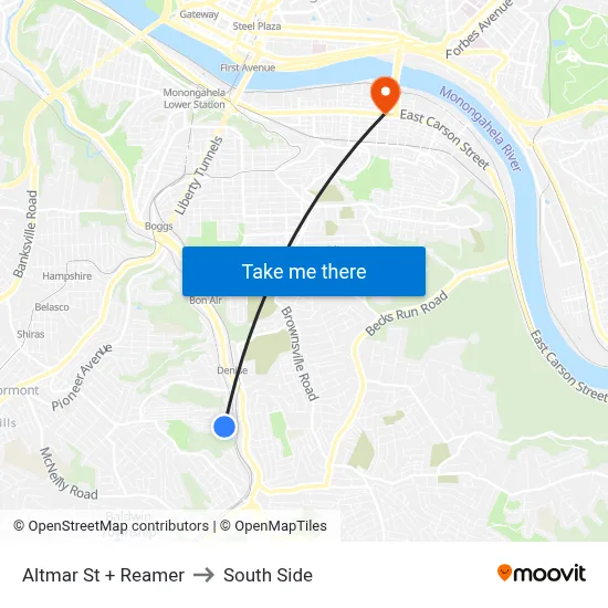 Altmar St + Reamer to South Side map