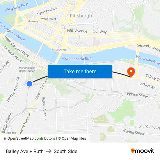Bailey Ave + Ruth to South Side map