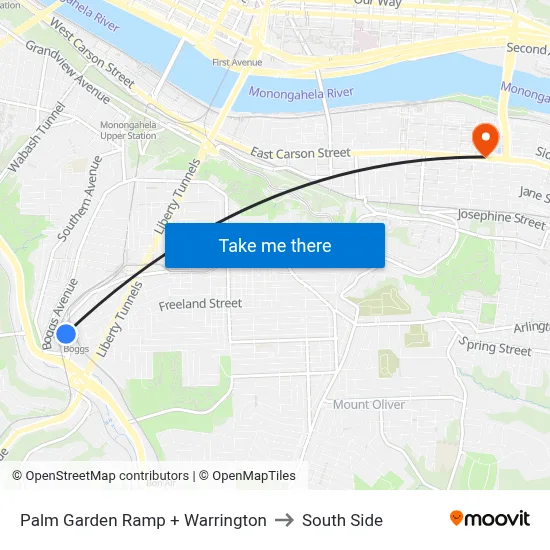 Palm Garden Ramp + Warrington to South Side map