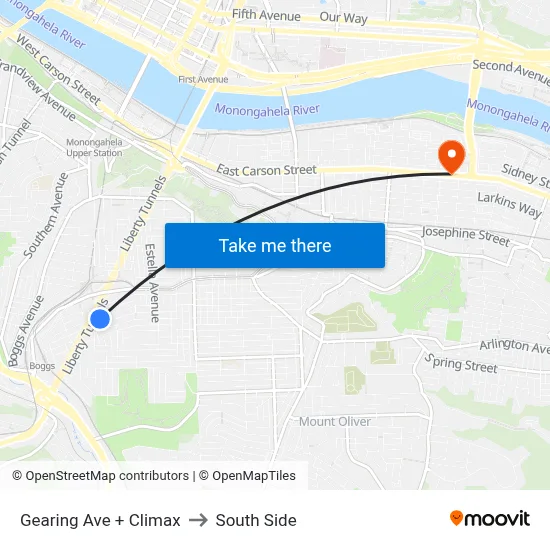Gearing Ave + Climax to South Side map