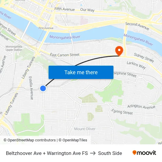 Beltzhoover Ave + Warrington Ave FS to South Side map