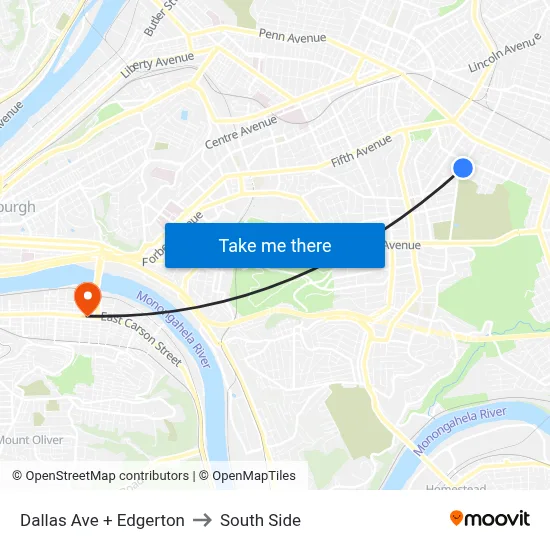 Dallas Ave + Edgerton to South Side map