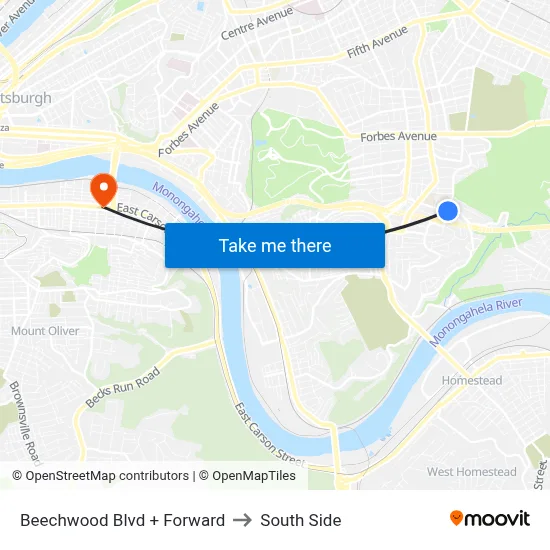 Beechwood Blvd + Forward to South Side map