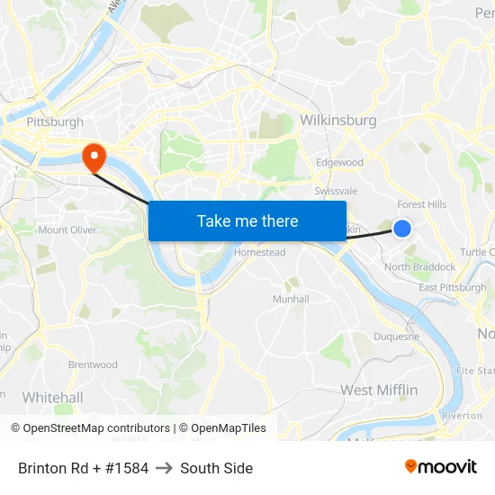 Brinton Rd + #1584 to South Side map