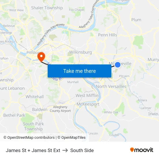 James St + James St Ext to South Side map