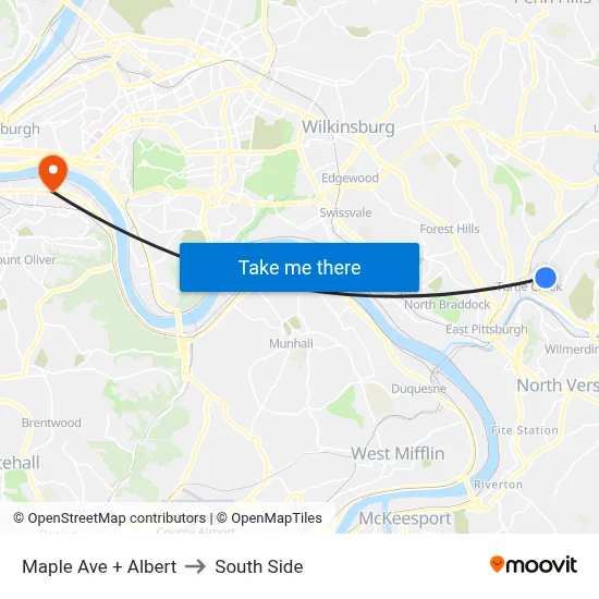 Maple Ave + Albert to South Side map