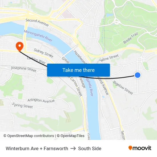 Winterburn Ave + Farnsworth to South Side map