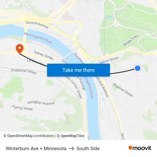 Winterburn Ave + Minnesota to South Side map