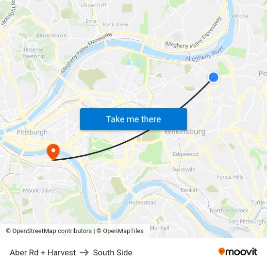 Aber Rd + Harvest to South Side map