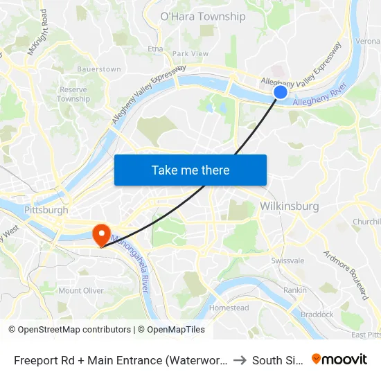 Freeport Rd + Main Entrance (Waterworks) to South Side map
