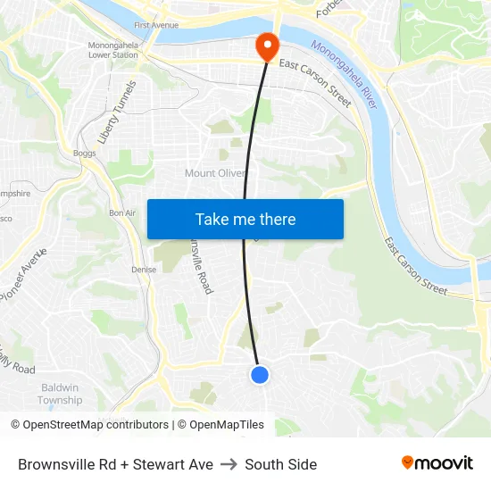 Brownsville Rd + Stewart Ave to South Side map