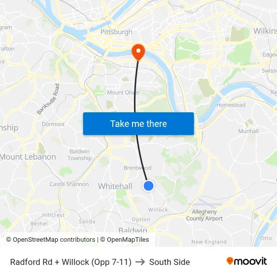 Radford Rd + Willock (Opp 7-11) to South Side map