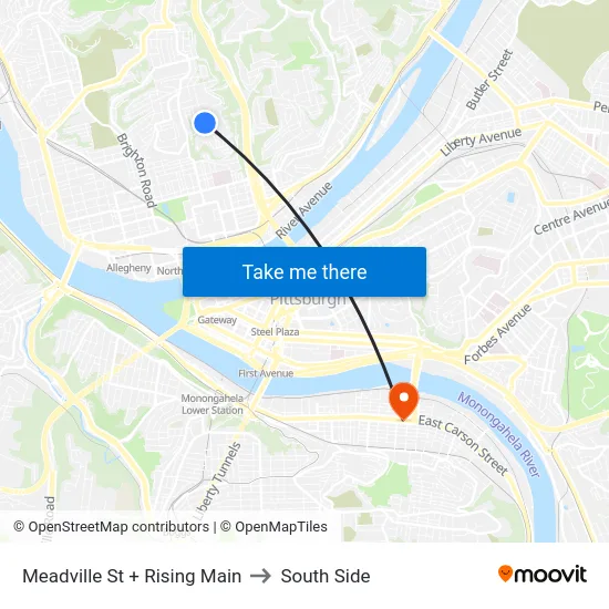 Meadville St + Rising Main to South Side map
