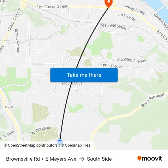 Brownsville Rd + E Meyers Ave to South Side map