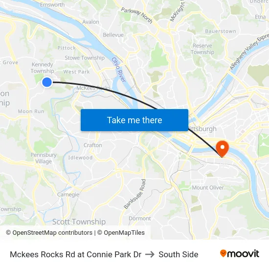 Mckees Rocks Rd at Connie Park Dr to South Side map
