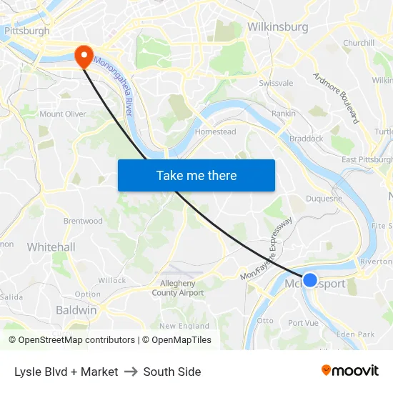 Lysle Blvd + Market to South Side map