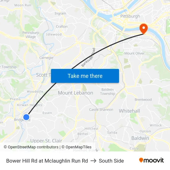 Bower Hill Rd at Mclaughlin Run Rd to South Side map