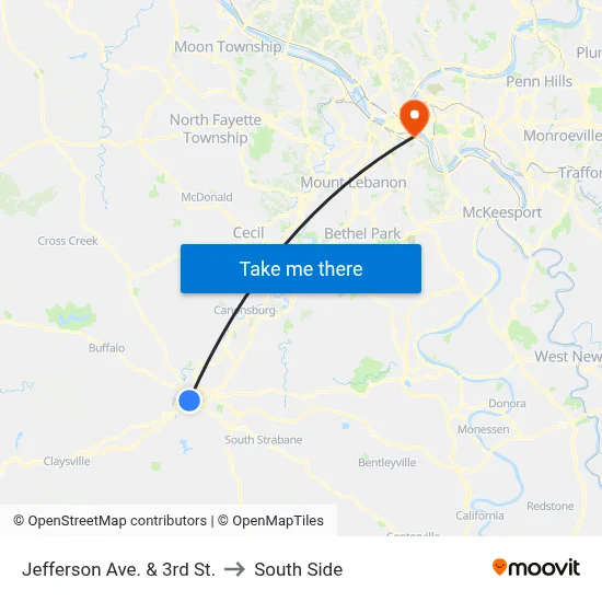 Jefferson Ave. & 3rd St. to South Side map
