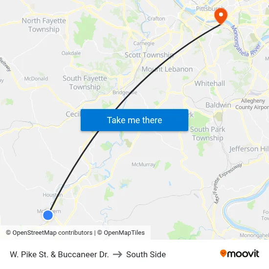 W. Pike St. & Buccaneer Dr. to South Side map
