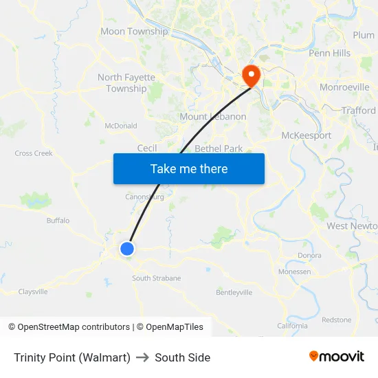 Trinity Point (Walmart) to South Side map