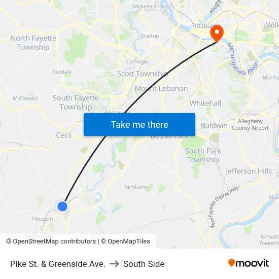 Pike St. & Greenside Ave. to South Side map