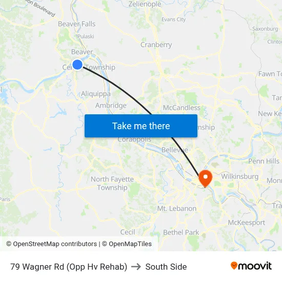 79 Wagner Rd (Opp Hv Rehab) to South Side map