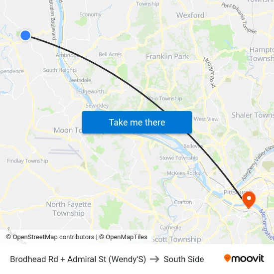 Admiralstr to South Side map