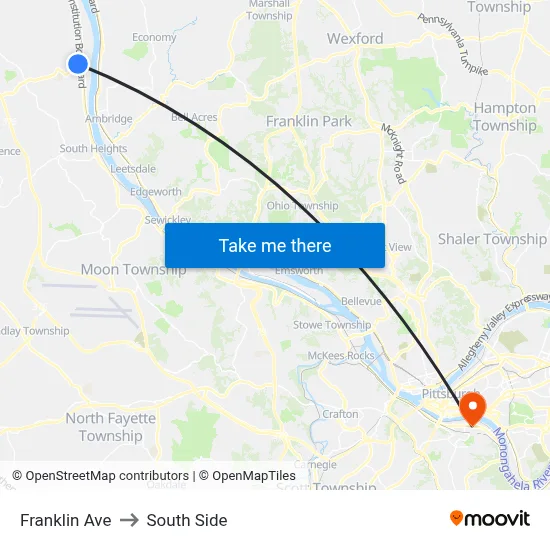Franklin Ave to South Side map