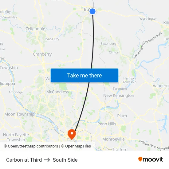 Carbon at Third to South Side map