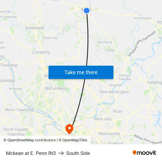 Mckean at E. Penn Rt3 to South Side map
