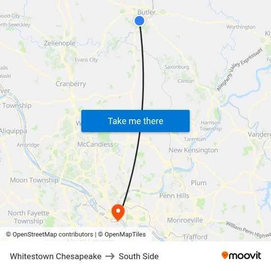 Whitestown Chesapeake to South Side map