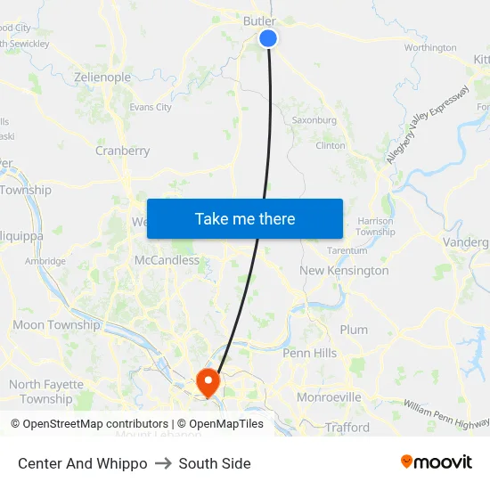 Center And Whippo to South Side map