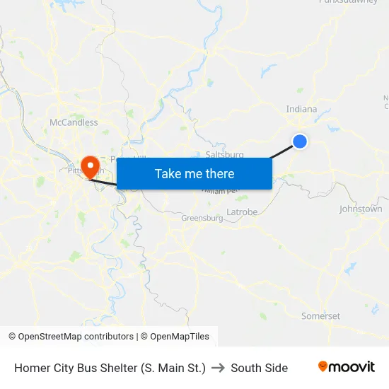 Homer City Bus Shelter (S. Main St.) to South Side map