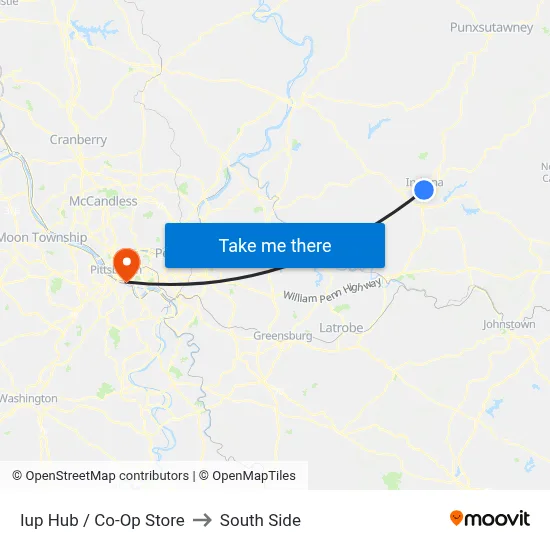 Iup Hub / Co-Op Store to South Side map