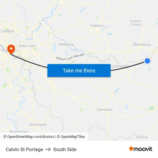 Calvin St Portage to South Side map