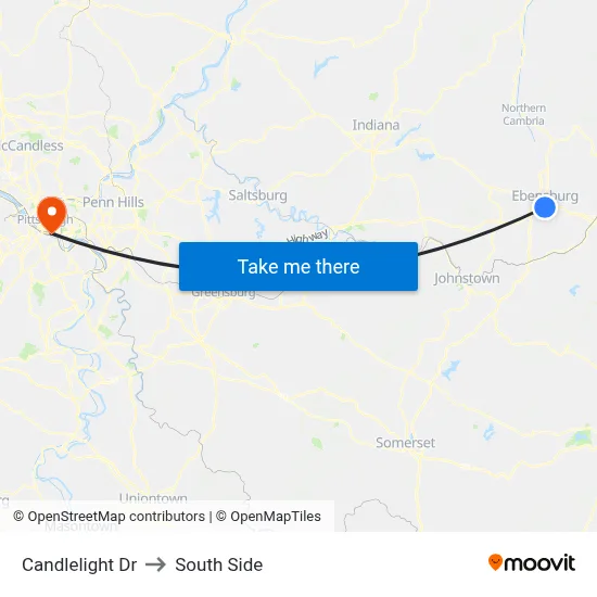 Candlelight Dr to South Side map