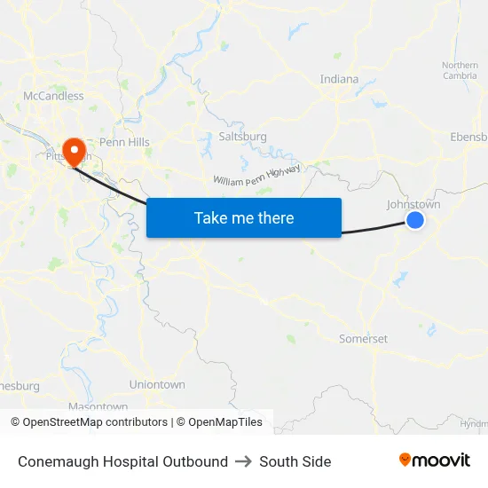 Conemaugh Hospital Outbound to South Side map
