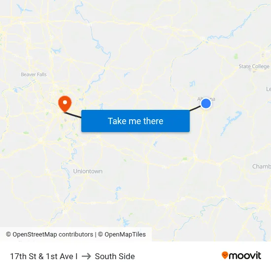 17th St & 1st Ave I to South Side map
