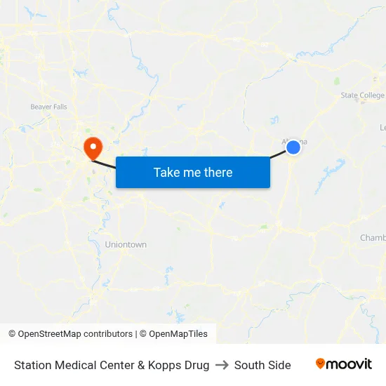 Station Medical Center & Kopps Drug to South Side map