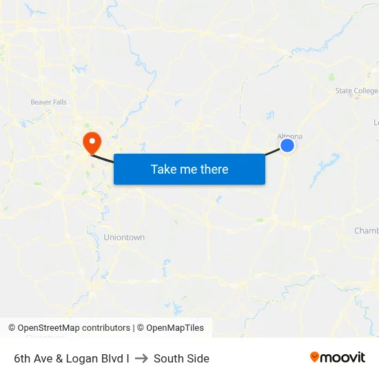 6th Ave & Logan Blvd I to South Side map