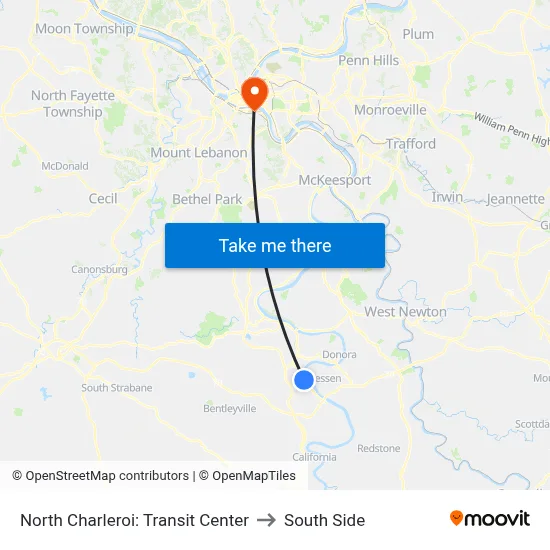 North Charleroi: Transit Center to South Side map
