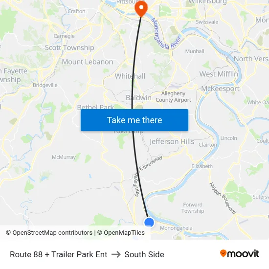 Route 88 + Trailer Park Ent to South Side map