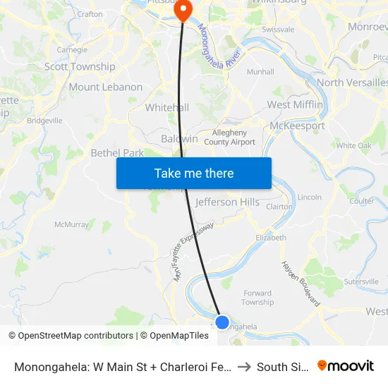 Monongahela: W Main St + Charleroi Feder to South Side map