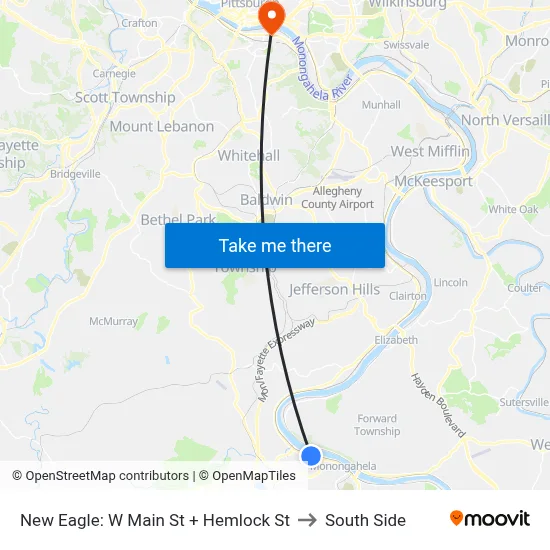 New Eagle: W Main St + Hemlock St to South Side map