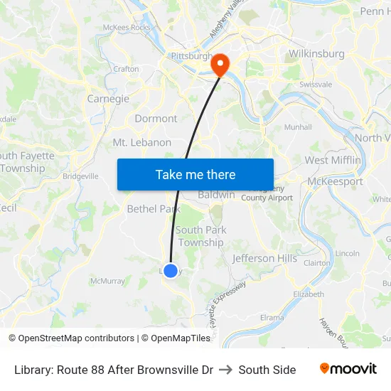 Library: Route 88 After Brownsville Dr to South Side map